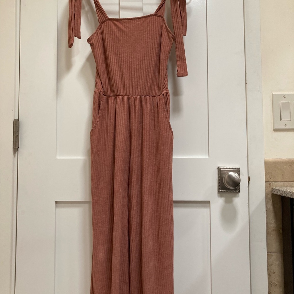 Tie Strap Sleeveless Pink Jumpsuit